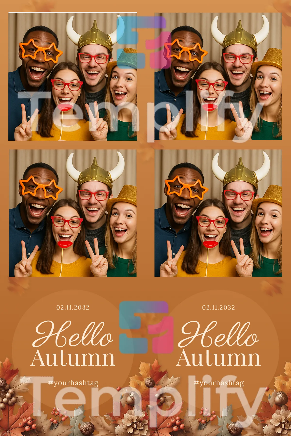 Hello autumn photo booth template