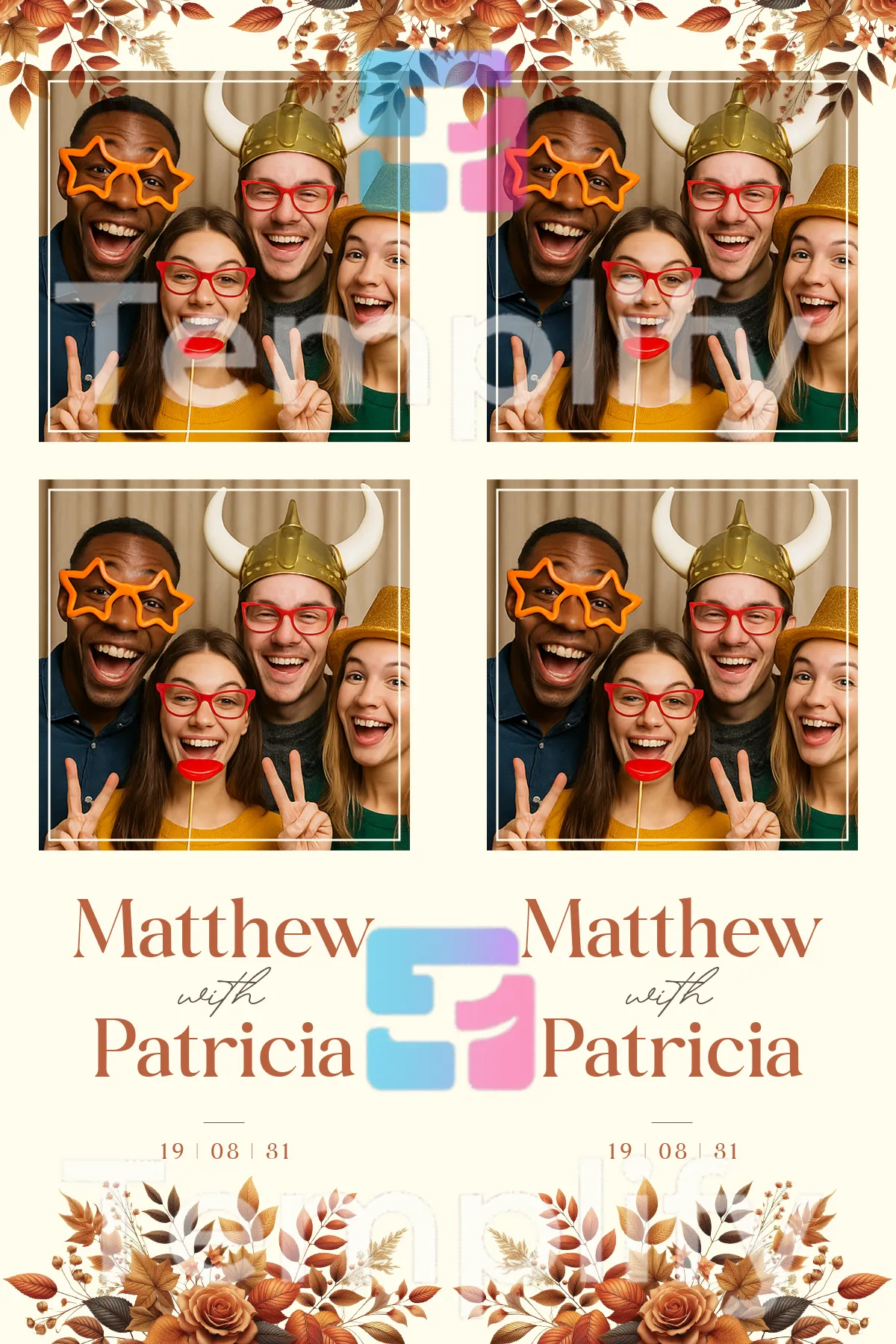Autumnal wedding photo booth template