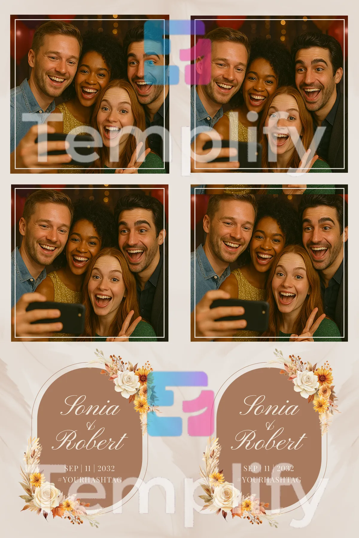 Autumn wedding photo booth template