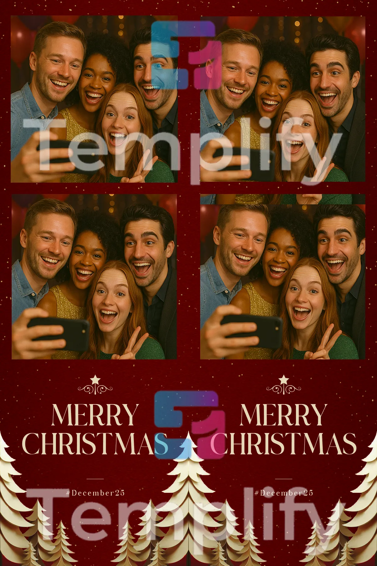 Merry christmas photo booth template
