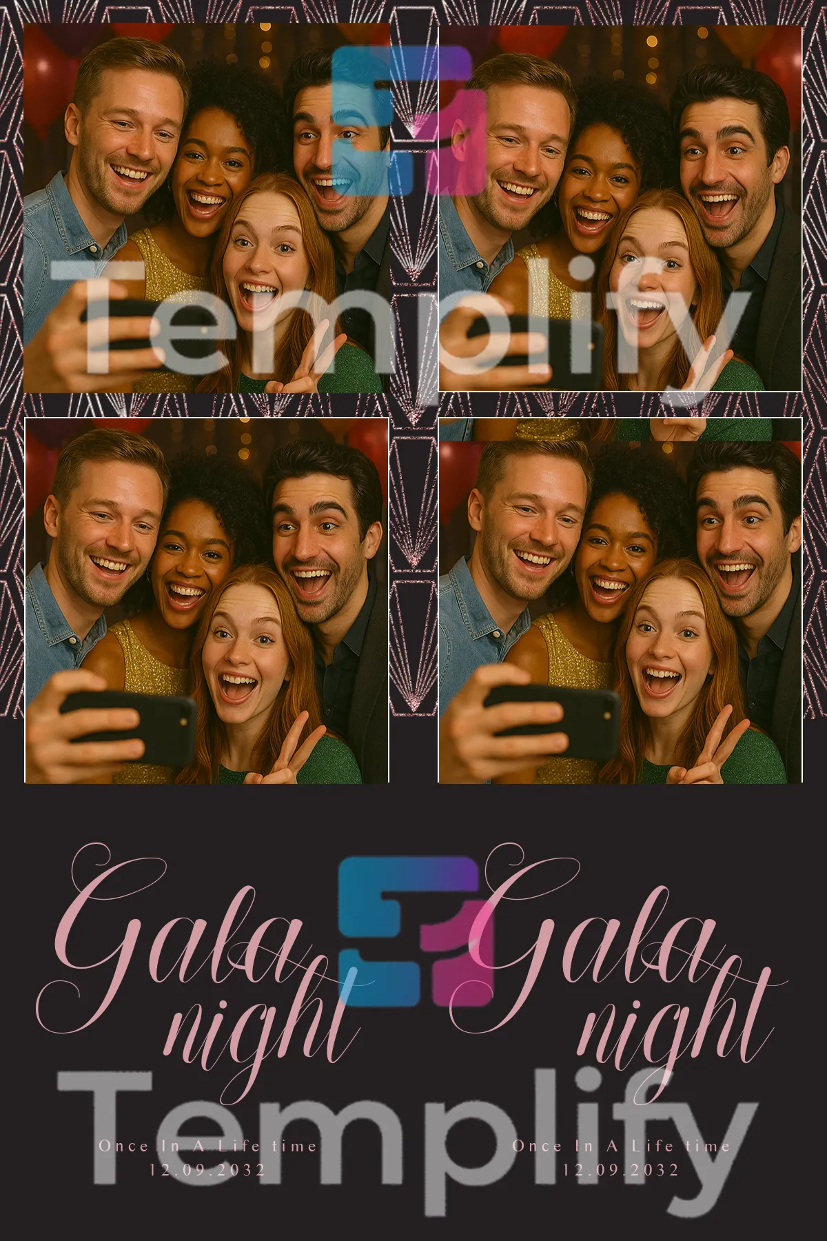 Black pink gala night photo booth template