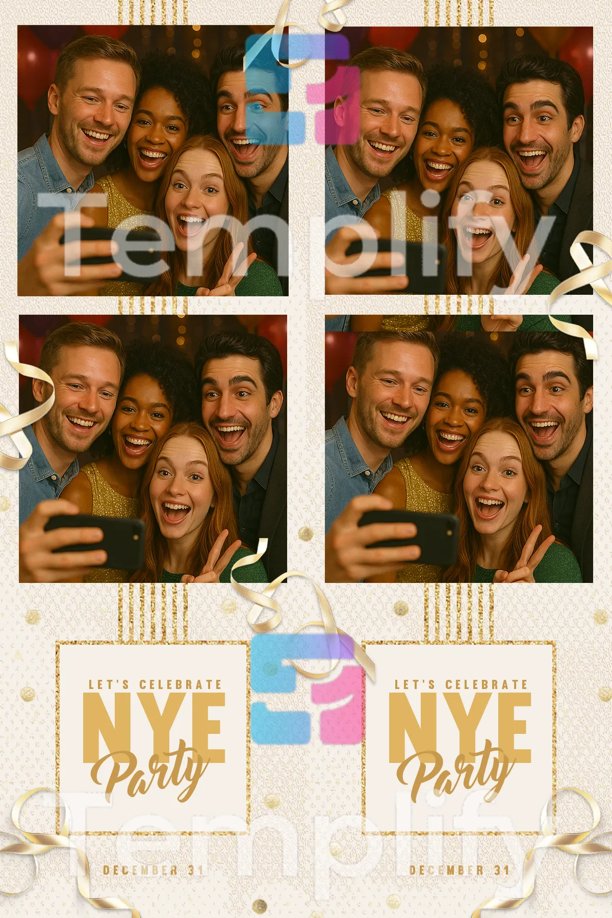 Nye party photo booth template