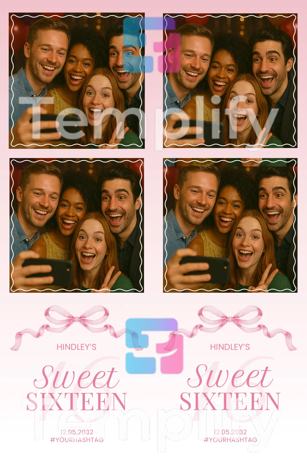 Elegant sweet 16th photo booth template
