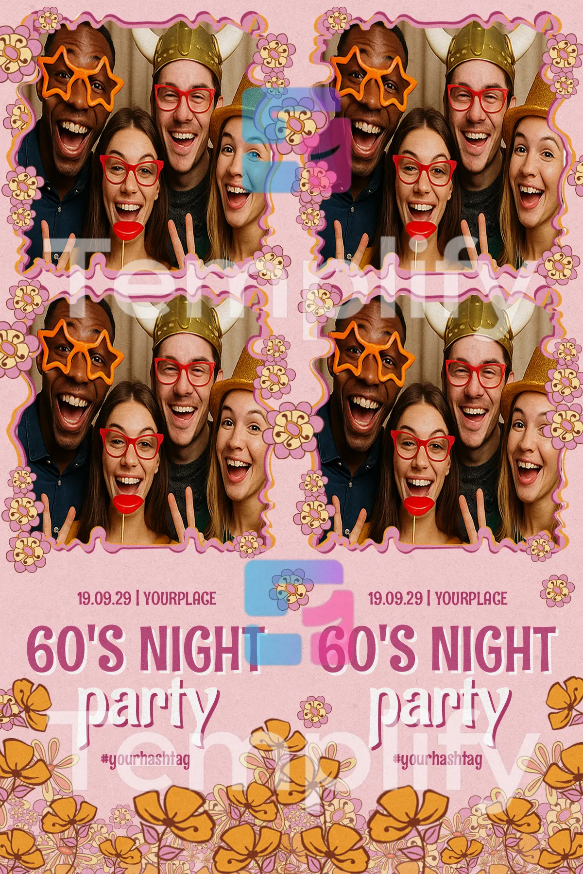 60s party photo booth template