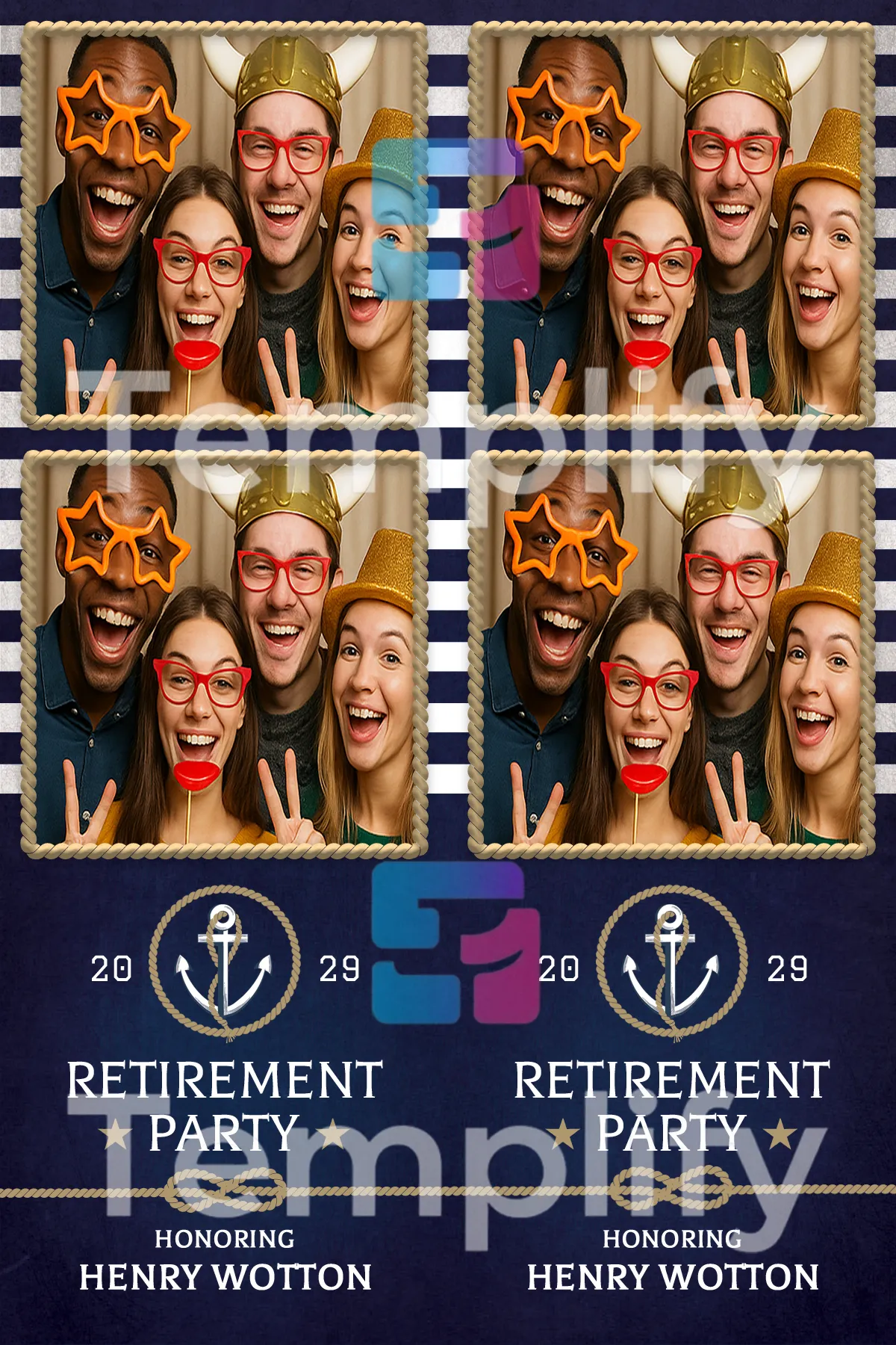 Navy party photo booth template