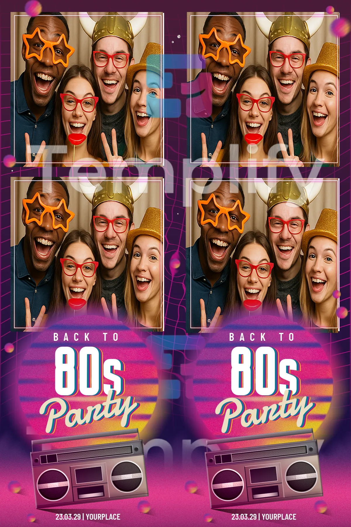 80s party photo booth template