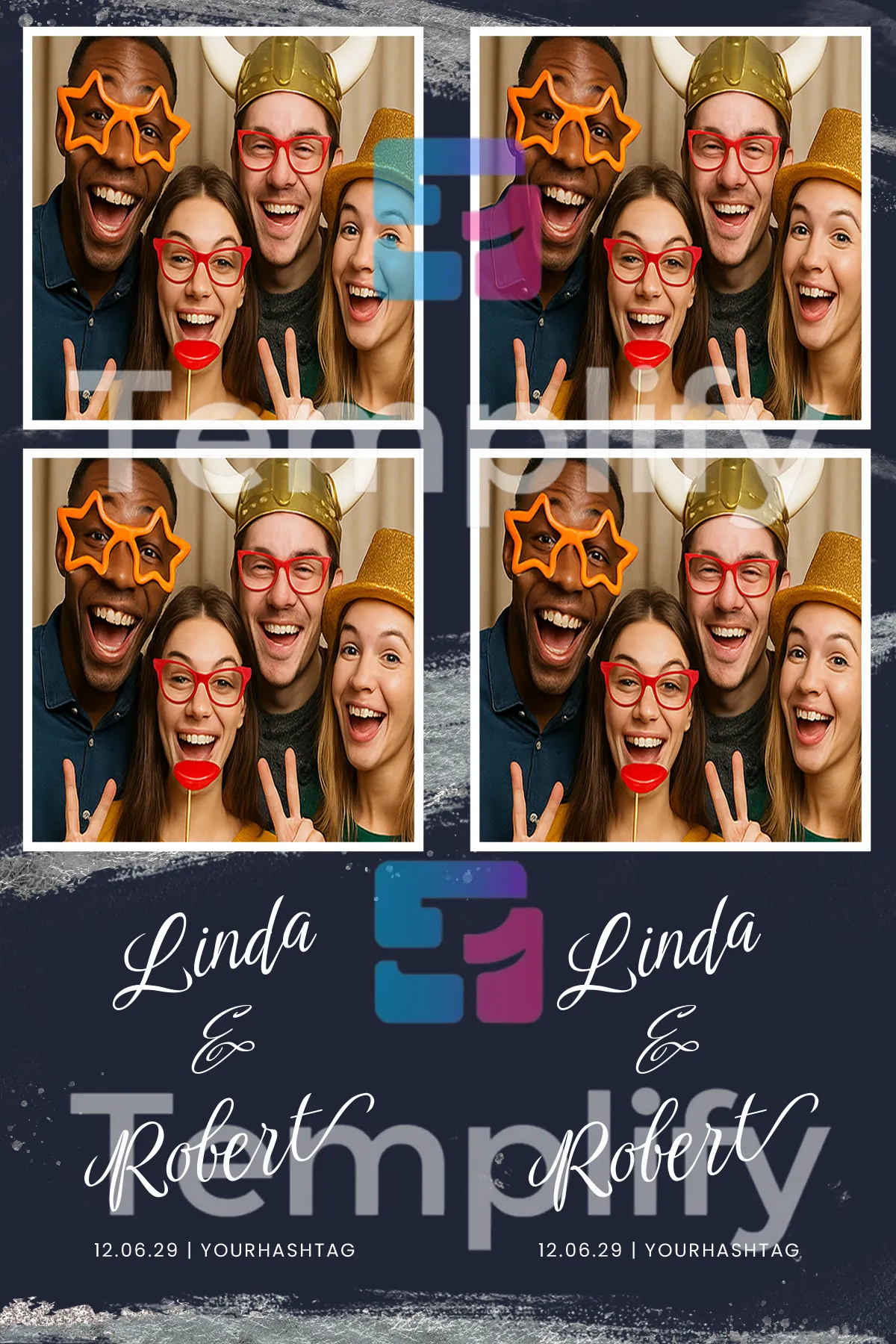 Grey foil wedding photo booth template