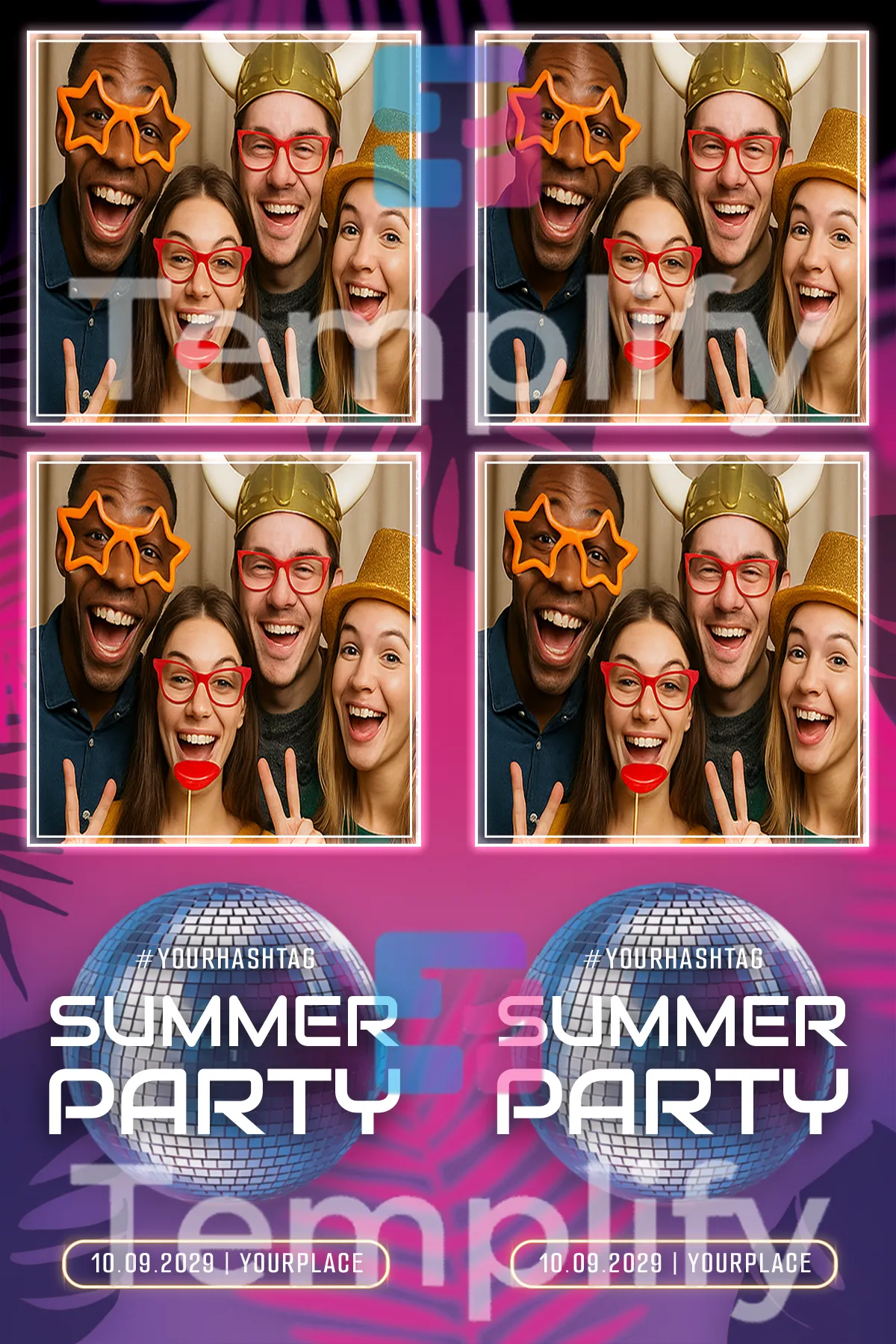 Summer party photo booth template
