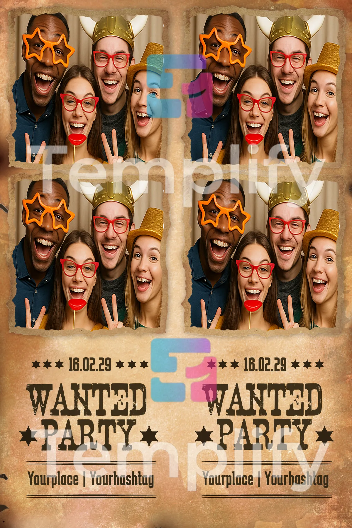 Wanted party photo booth template
