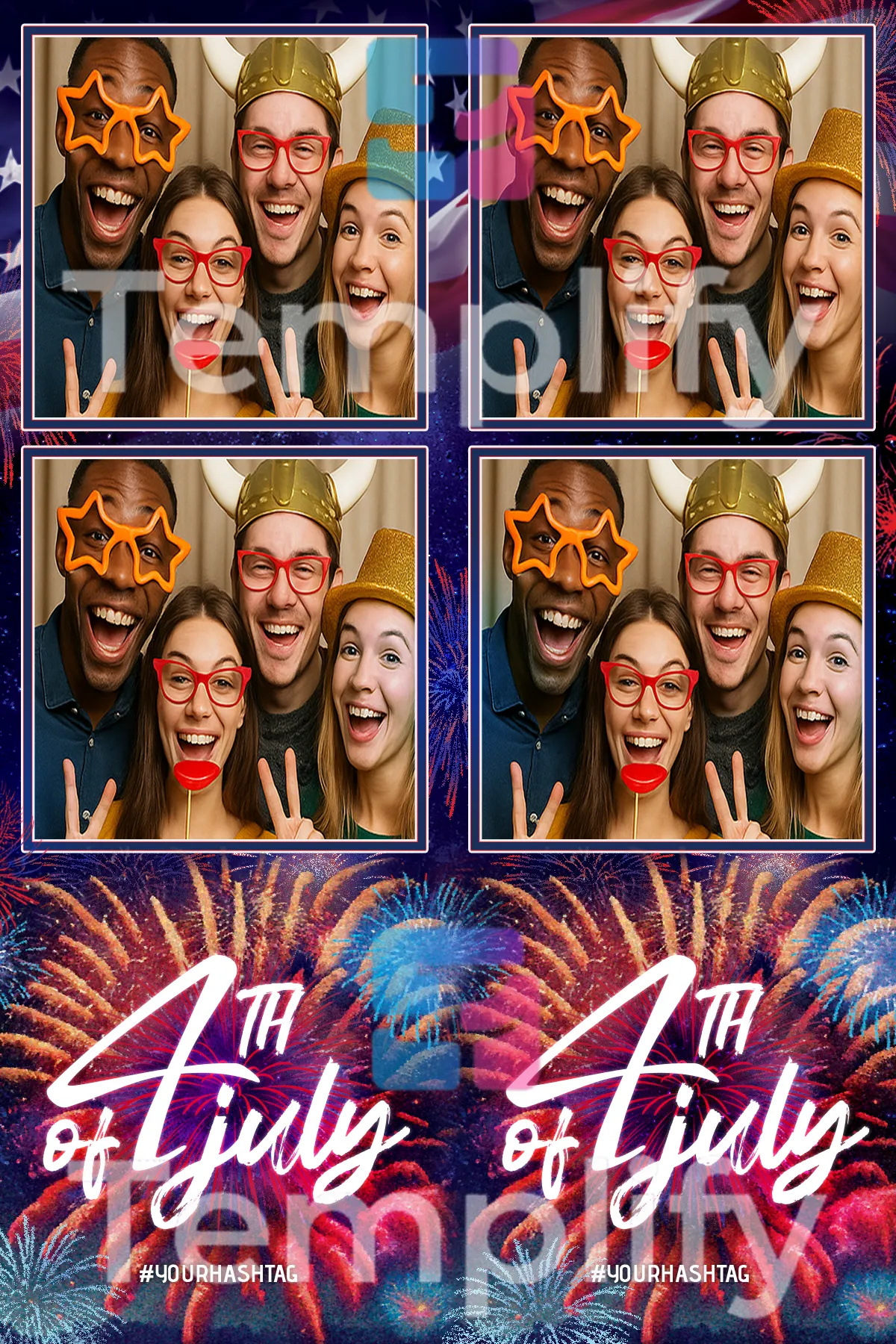 4th july fireworks photo booth template
