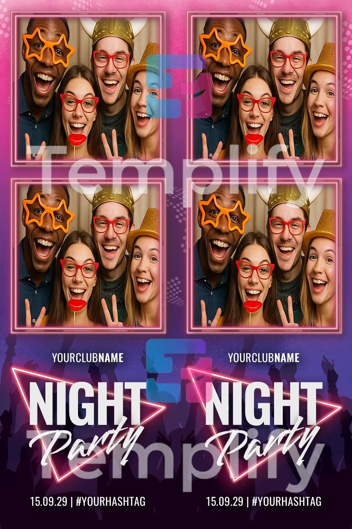 Night party photo booth template