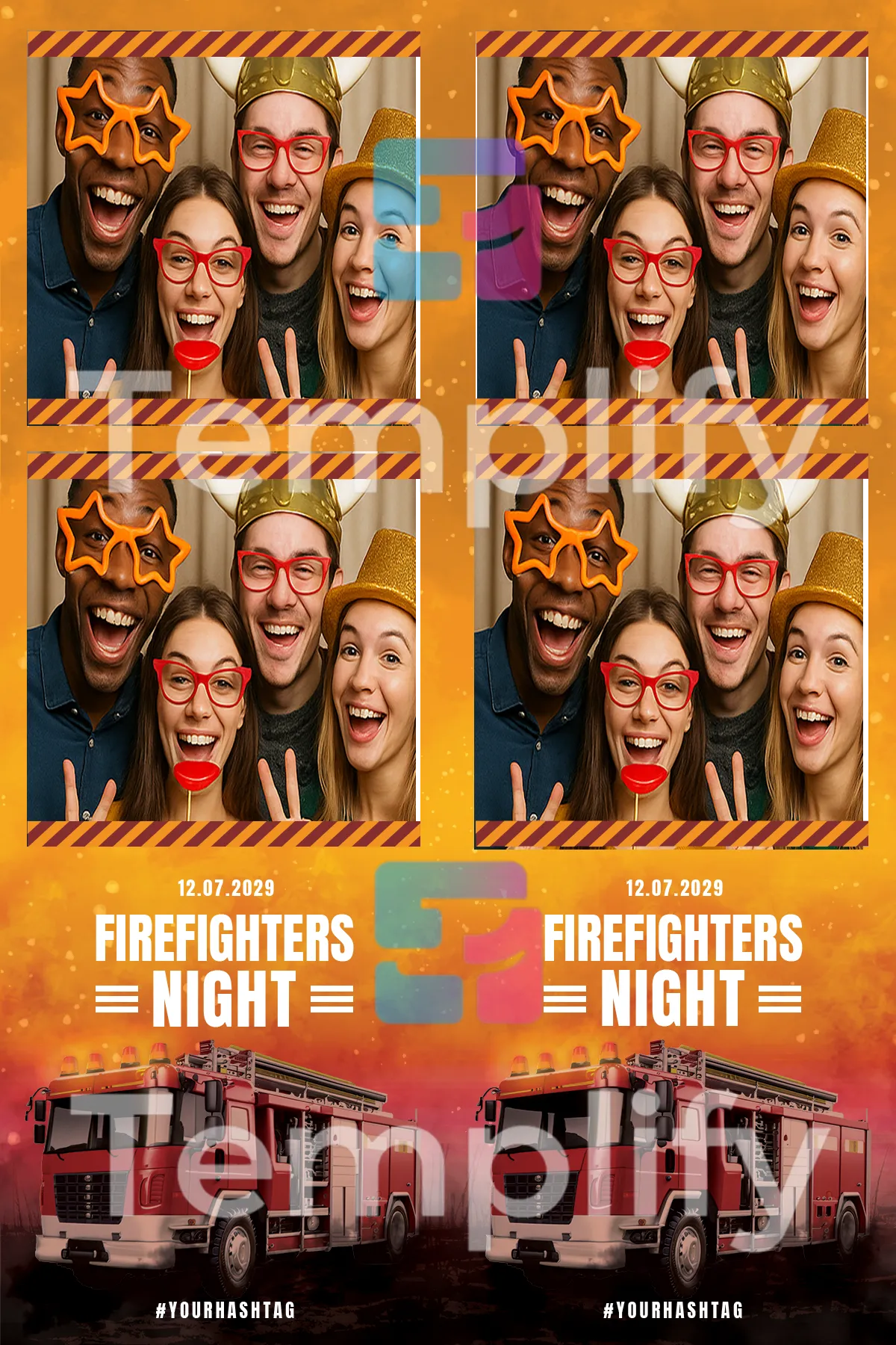 Fire fighter night photo booth template