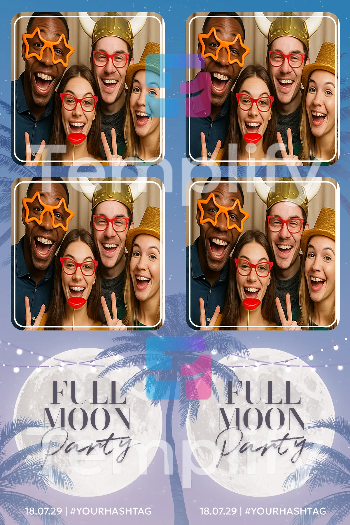 Full moon party photo booth template