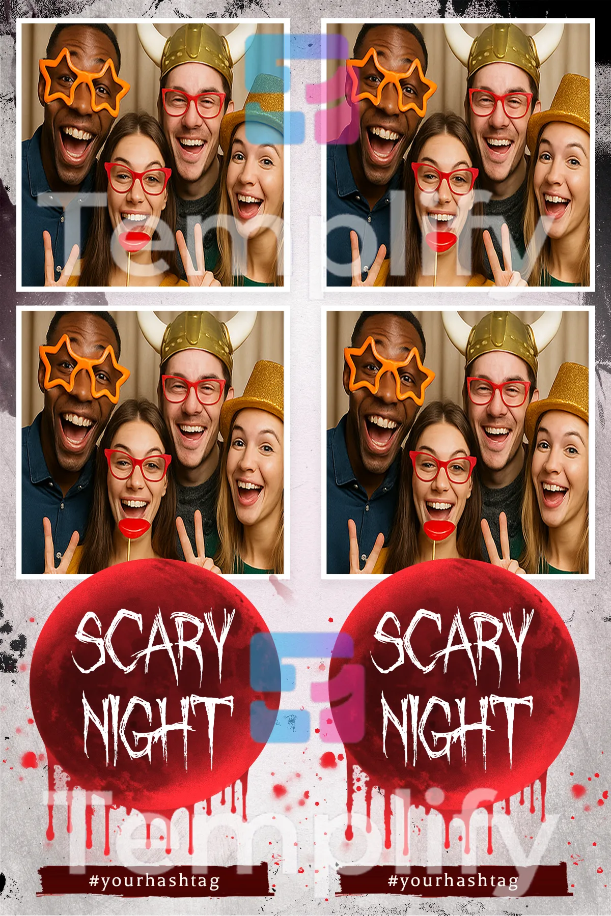 Halloween scary night photo booth template