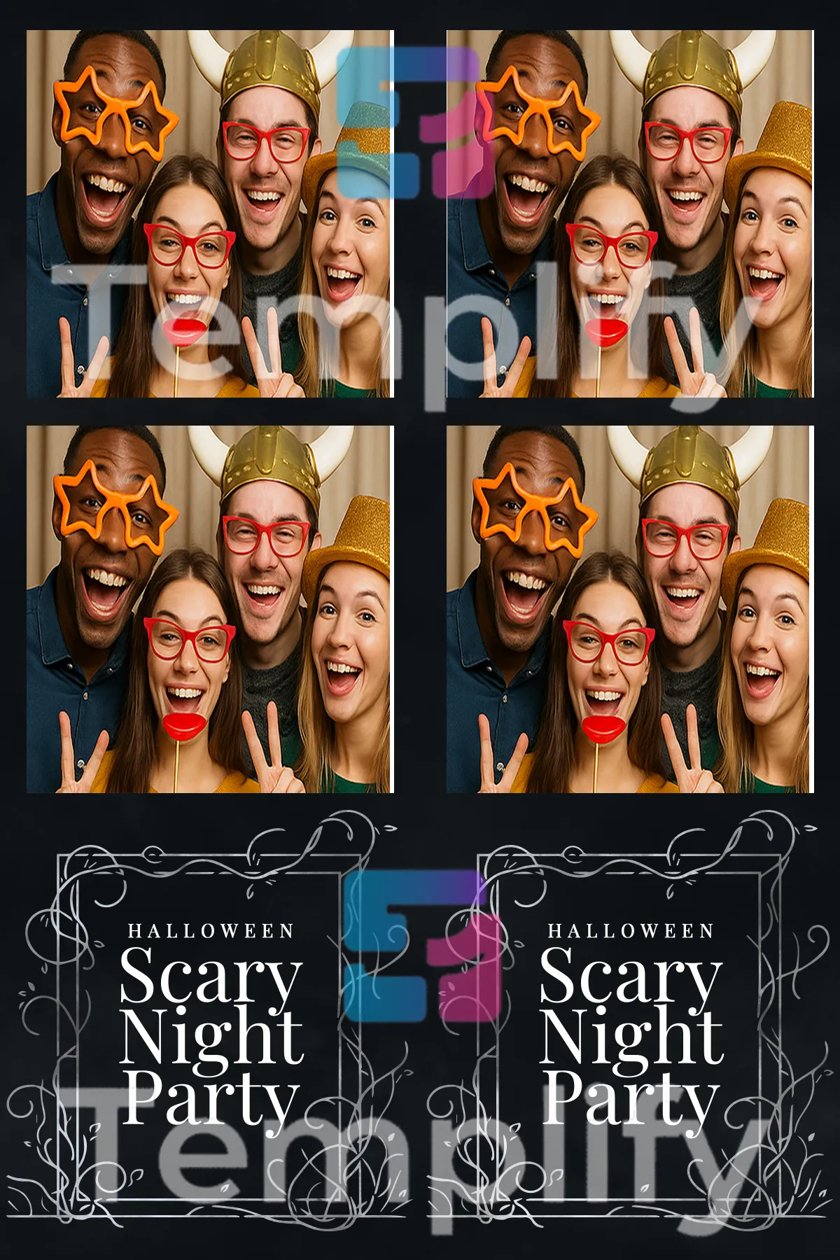 Scary night party photo booth template