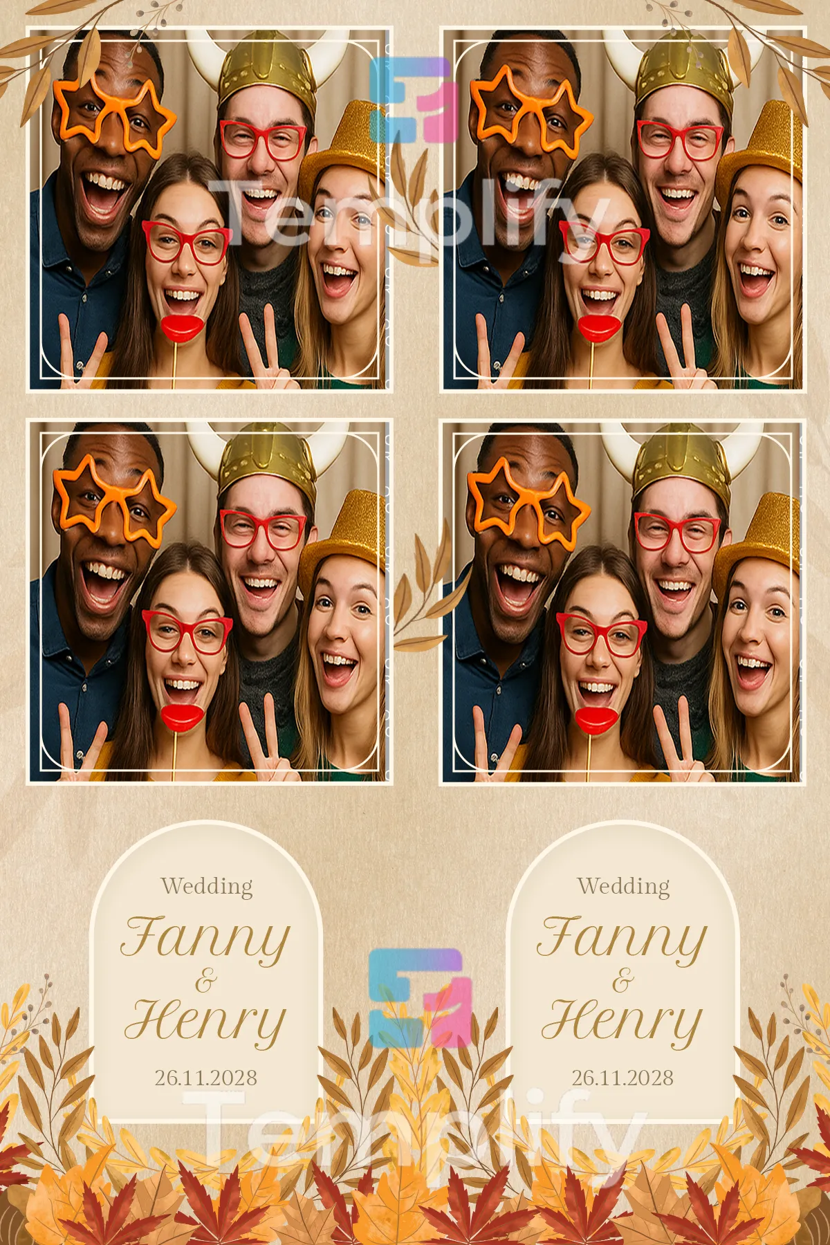 Autumn wedding photo booth template