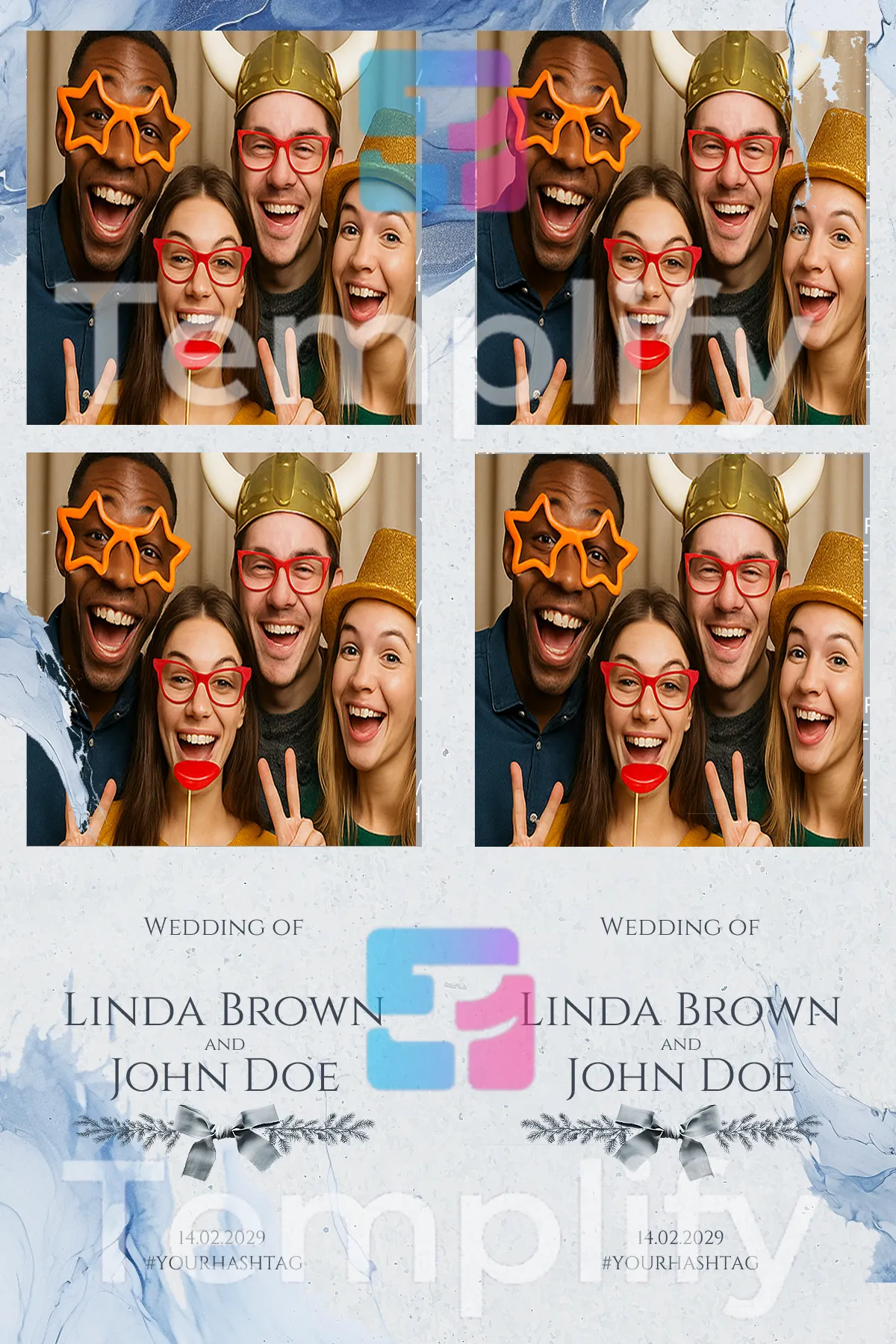 Winter wedding photo booth template