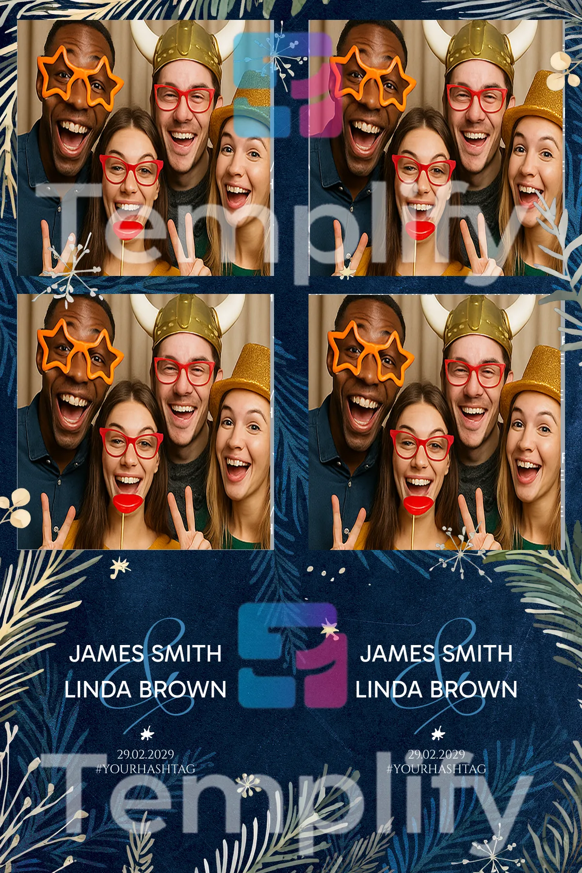 Winter wedding photo booth template
