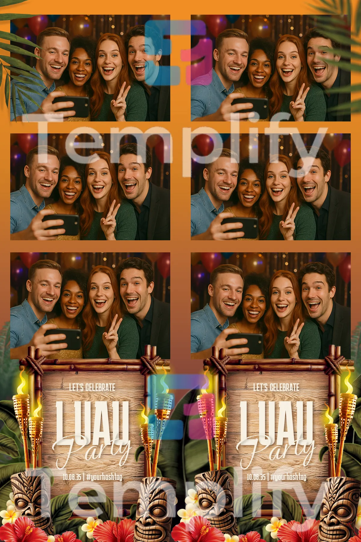 Luau party photo booth template