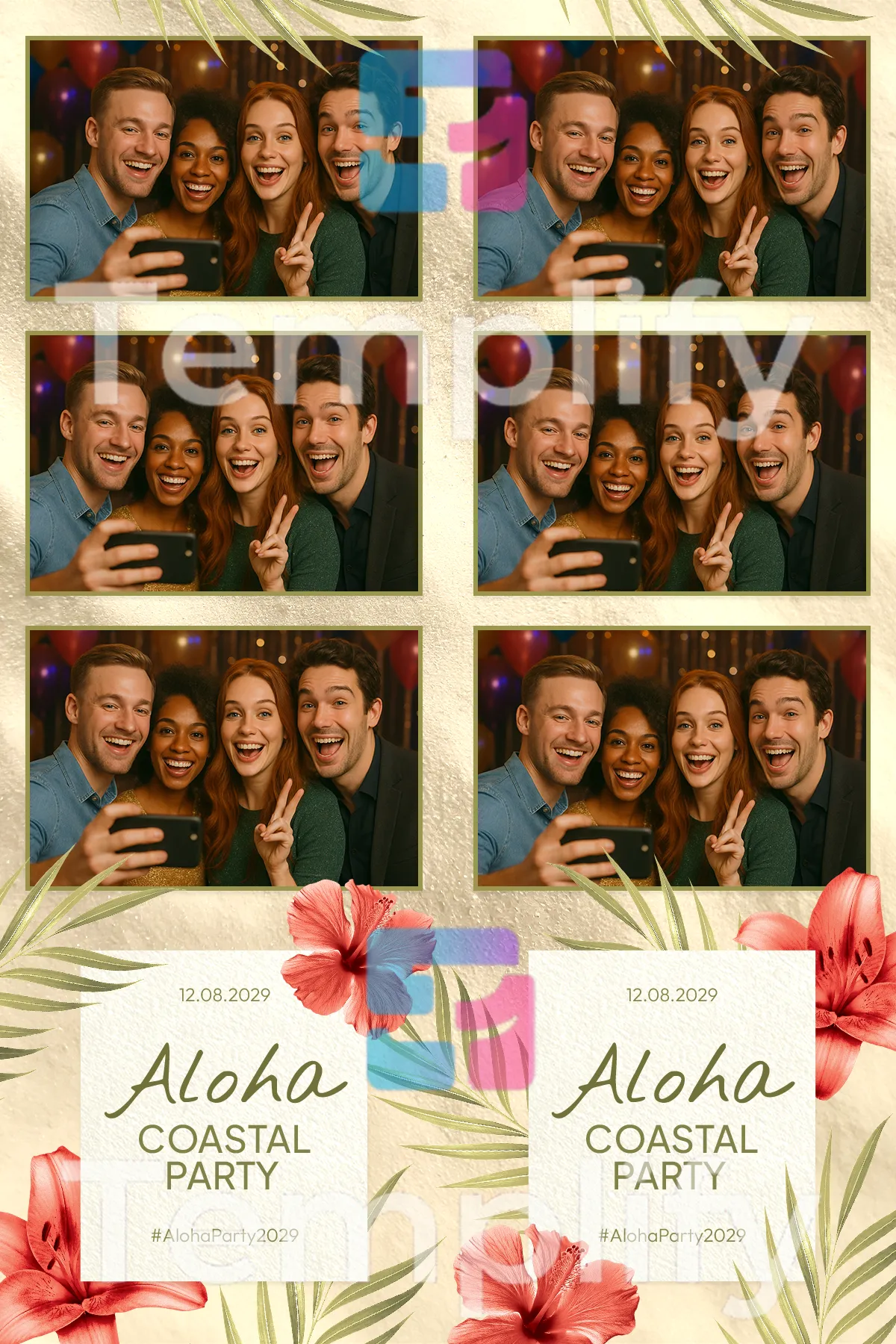 Hawaii party photo booth template