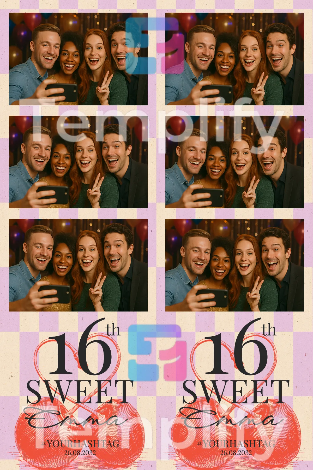 Retro sweet16th photo booth template