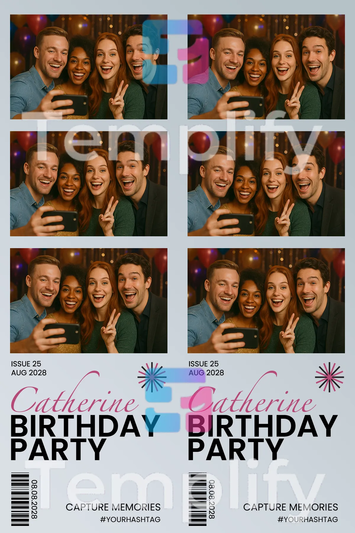 Typographic magazine cover photo booth template