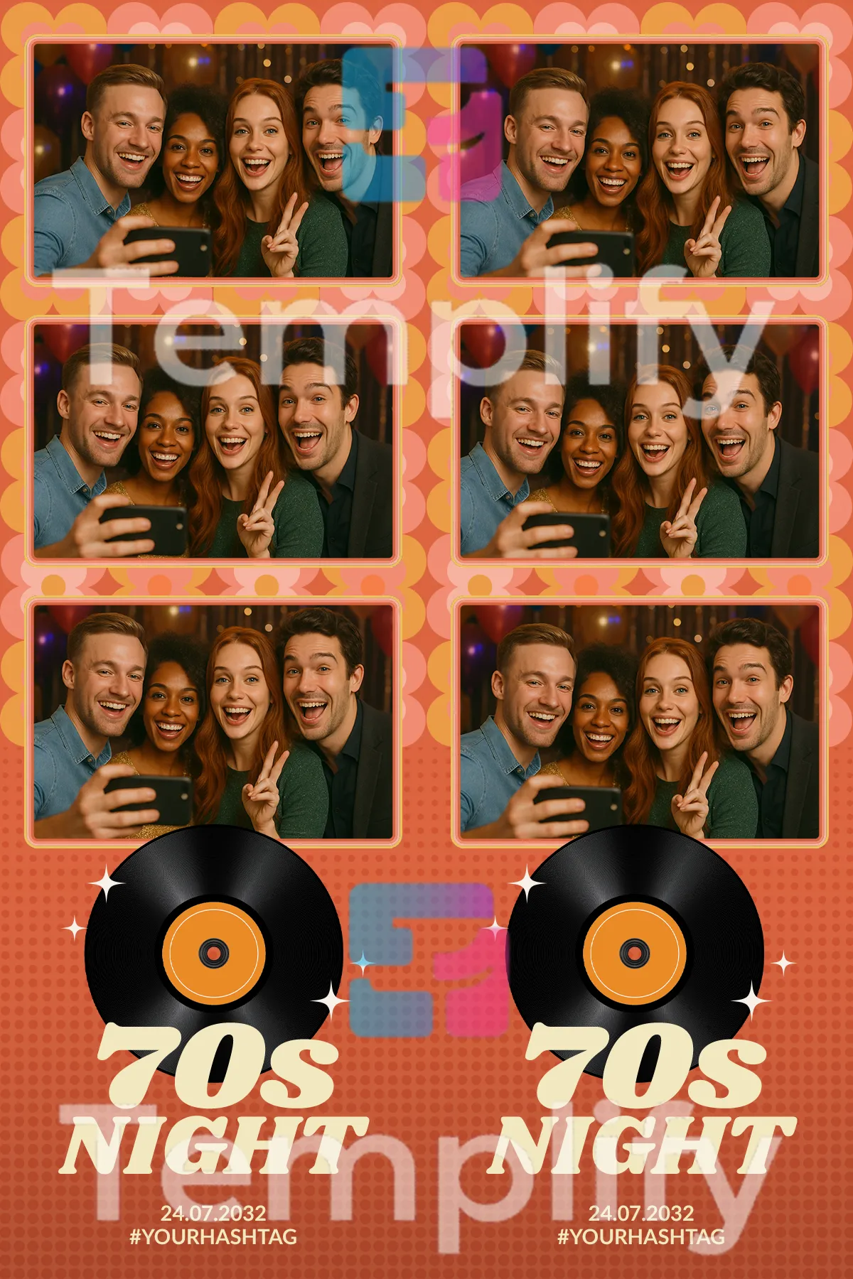 70s night photo booth template