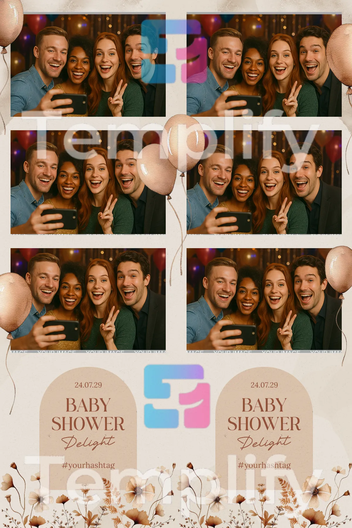 Rustic baby shower photo booth template
