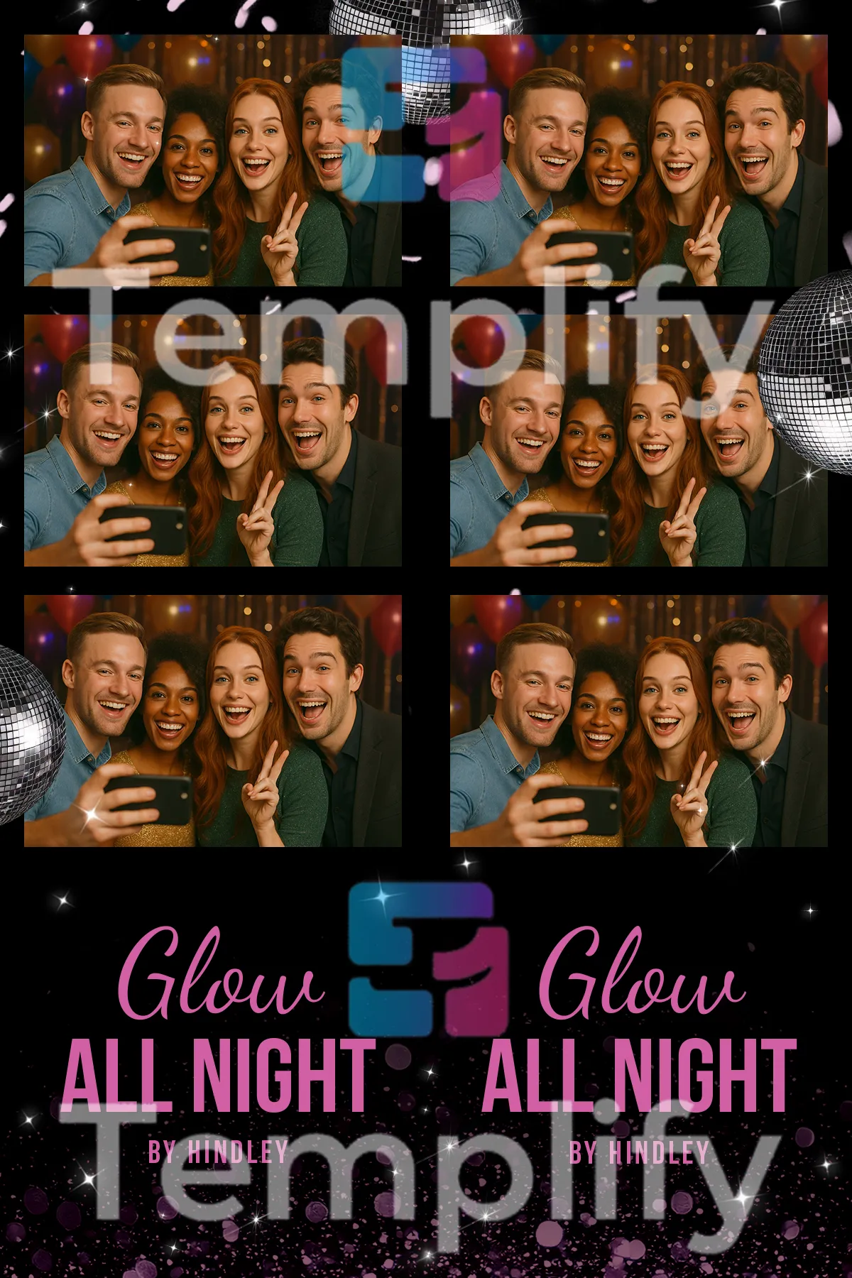Disco glam photo booth template