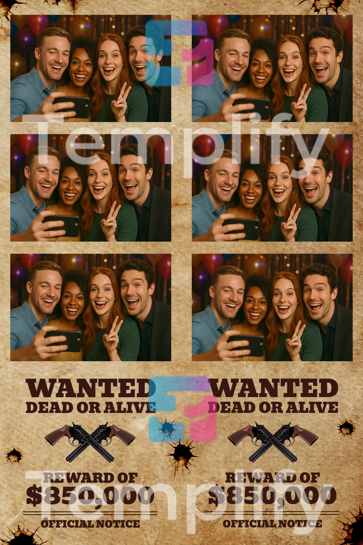 Wanted poster photo booth template