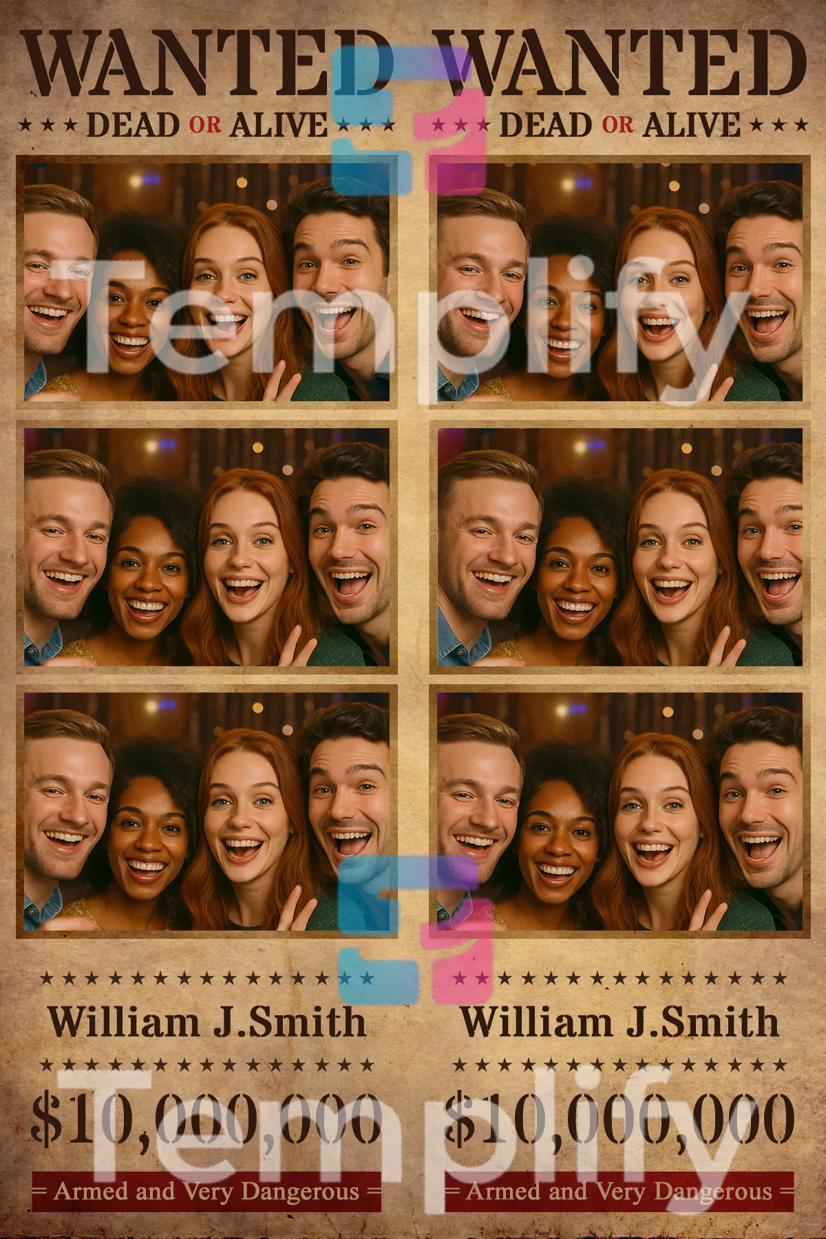 Wanted poster photo booth template