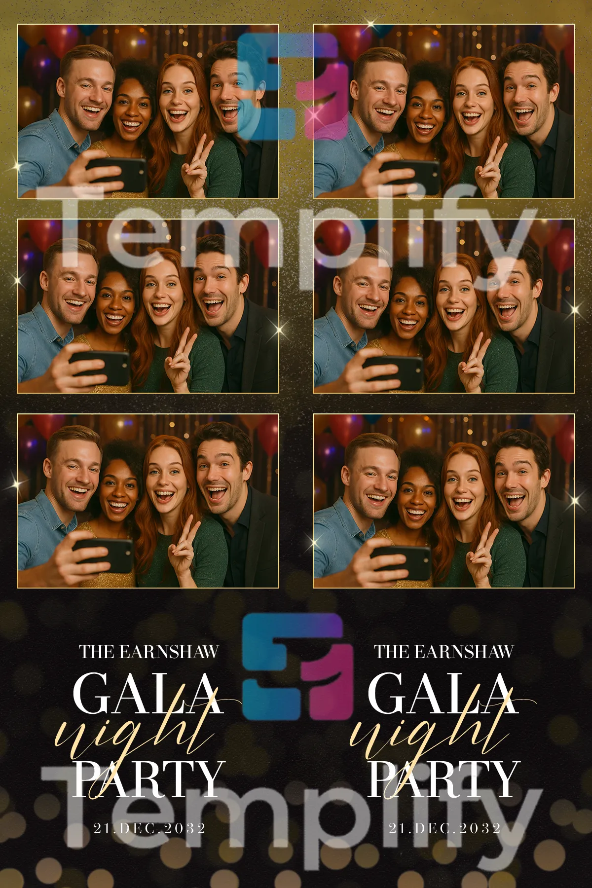 Glitter background photo booth template