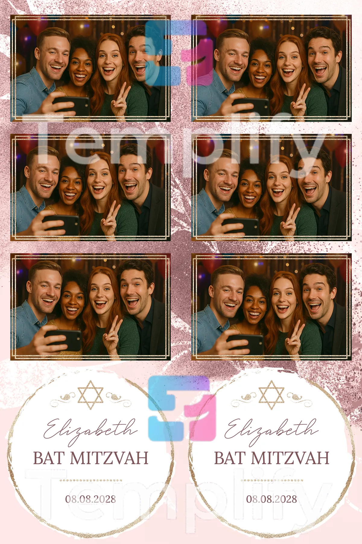 Modern bat mitzvah photo booth template