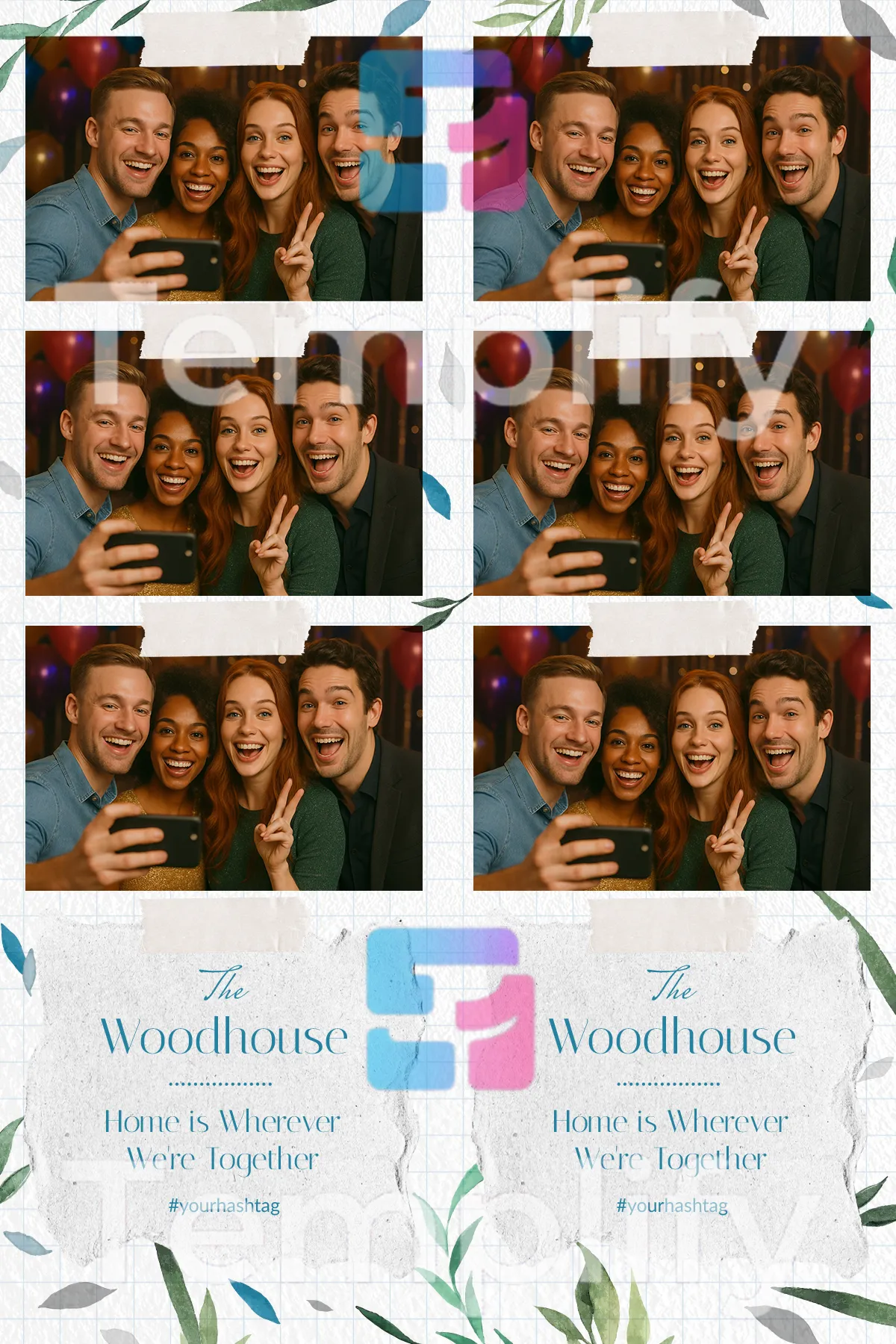 Rustic family photo booth template