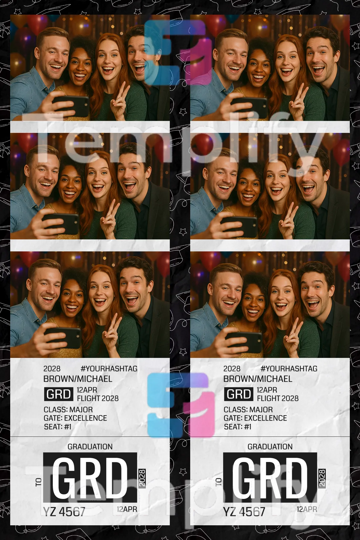 Graduation ticket photo booth template