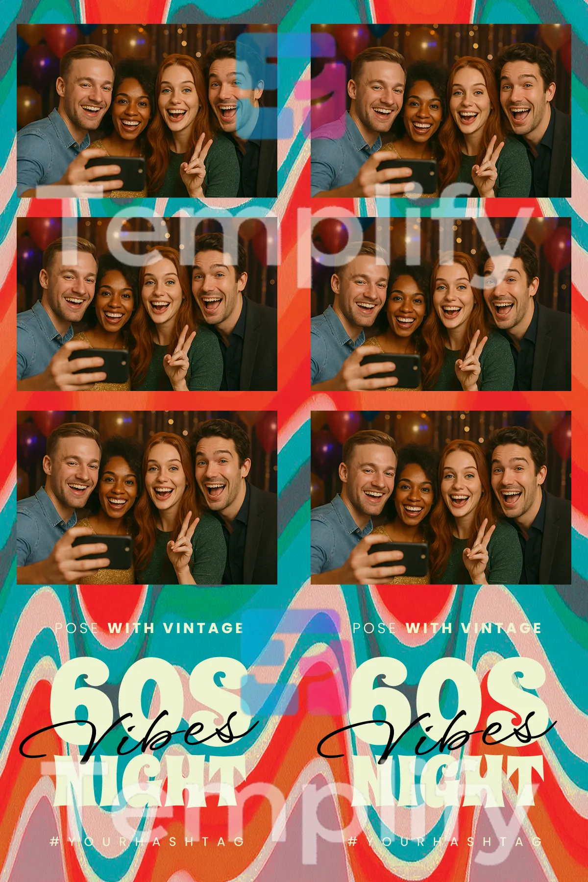 60s night photo booth template