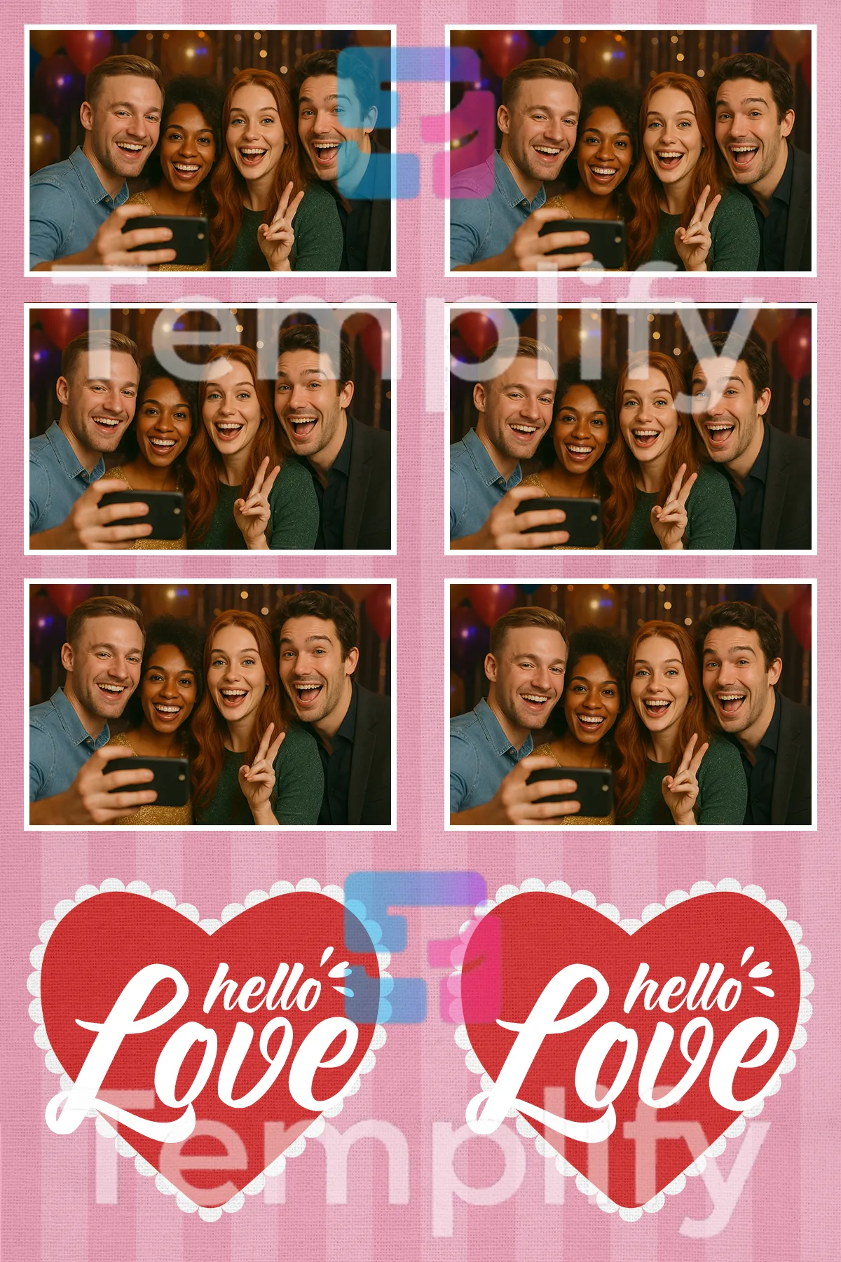 Simple valentine day photo booth template